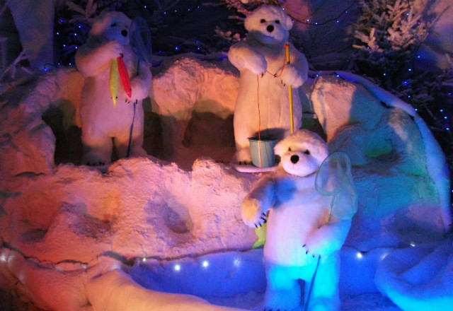 Polar bears fishing for some dinner.